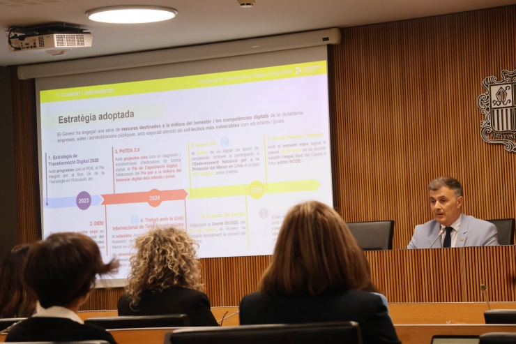 El ministre de Funció Pública i Transformació Digital, Marc Rossell, durant la comissió.